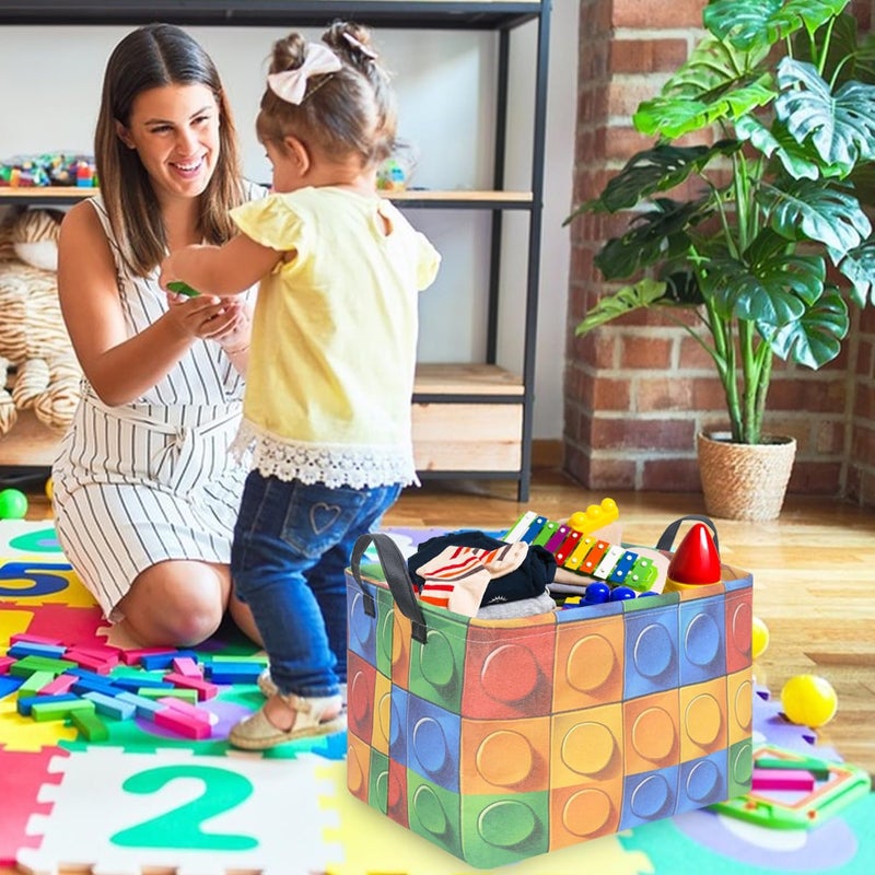 FXOCSHE FXOLCSHE Building brick Basket,Building block book storage box,Laundry hamper,Waterproof foldable Kid's laundry basket,Shelf box,Baby Room decor(Building block) - Image 3